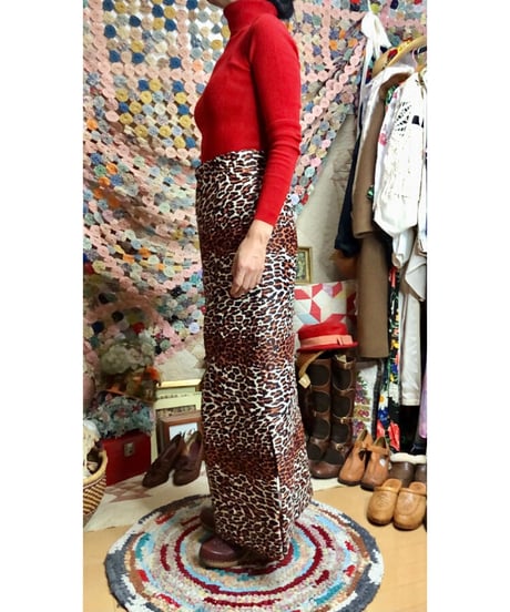 70s quilting leopard skirt