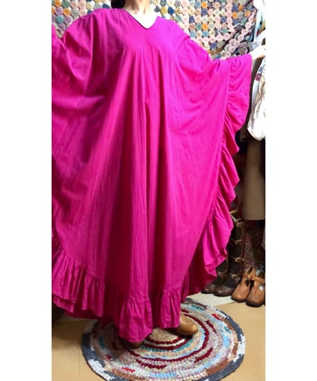80s ruffle cotton dress