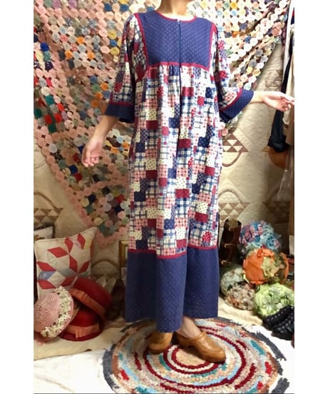 patchwork print dress
