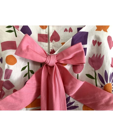 60-70's flower print cotton dress