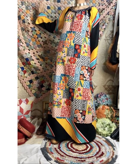 1960-70's patchwork print one-piece