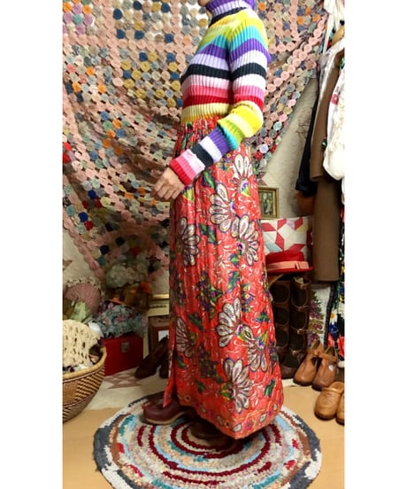 70s quilting flower skirt