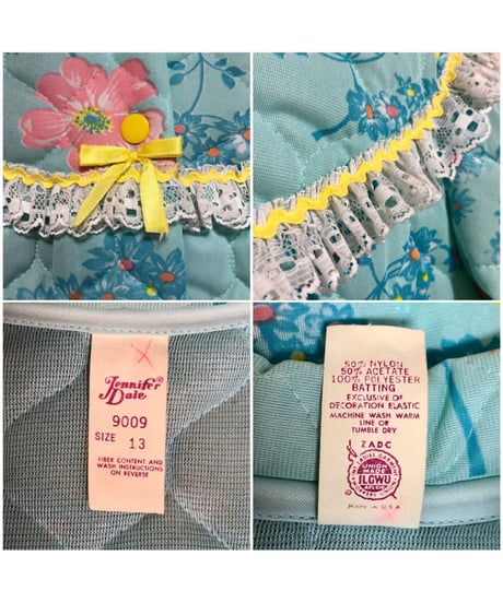 60-70's flower quilting robe