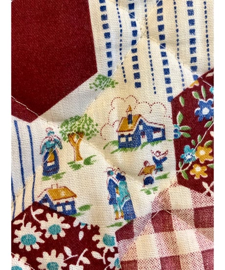 70s  patchwork print quilting skirt