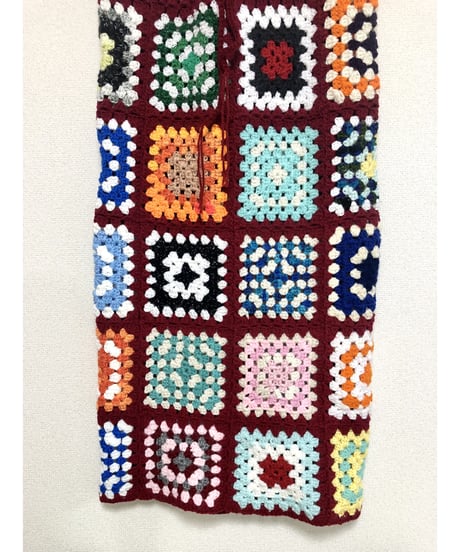 granny square one-piece burgundy