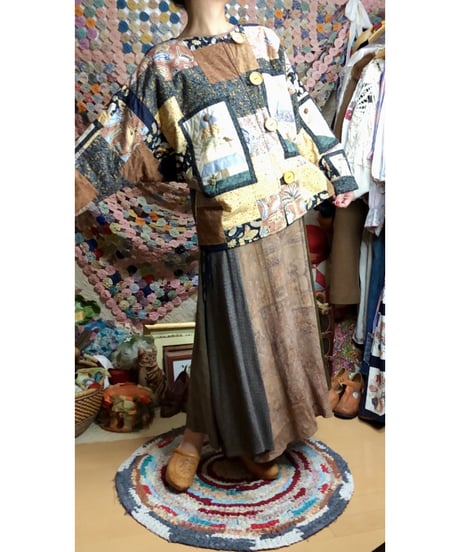 tree motif patchwork jacket