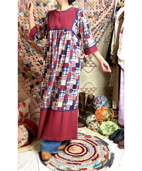patchwork print dress
