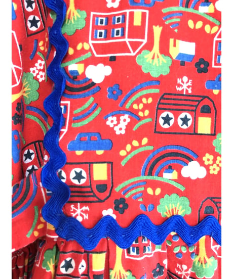 70's house print cotton dress