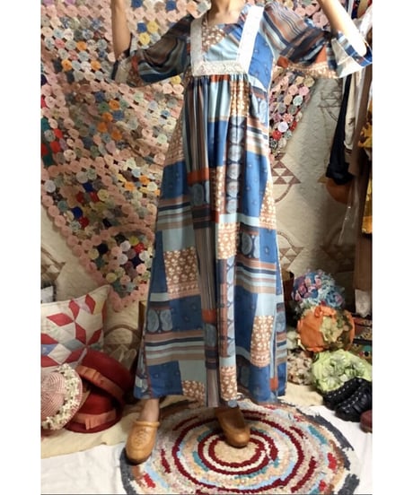 70's patchwork print dress