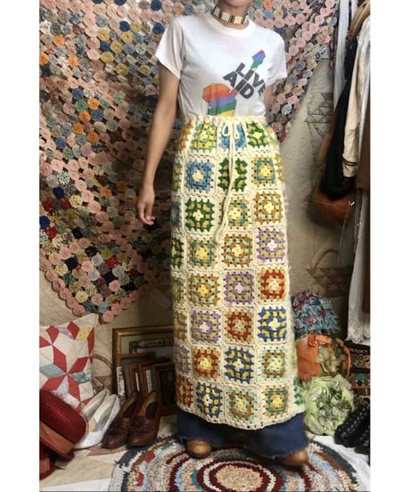granny square skirt beige