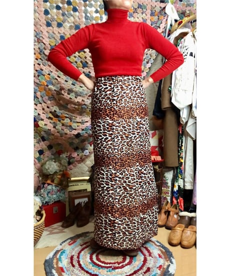 70s quilting leopard skirt