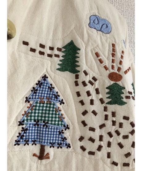 forest motif quilting jacket