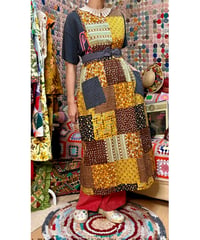 70s patchwork print apron dress