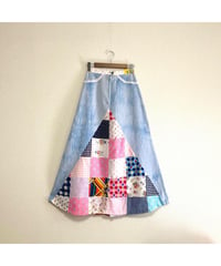 70's denim × patchwork skirt