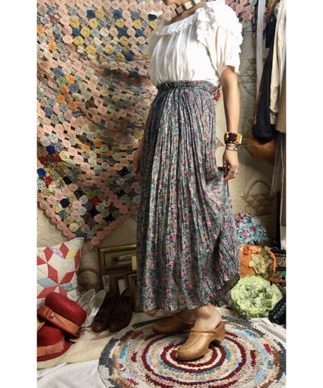 indian cotton skirt green flower