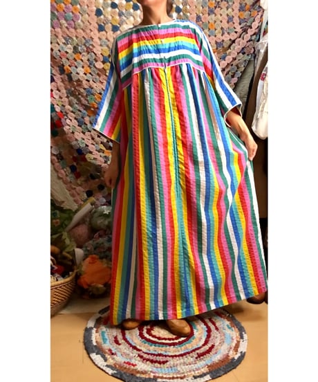 70s mulch stripe easy dress