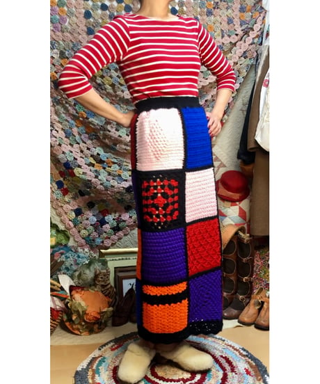 hand knit colorful skirt