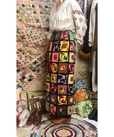 granny square skirt black