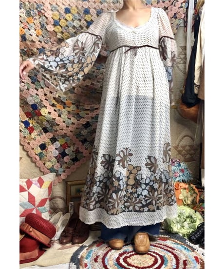 botanical flare sleeve one-piece
