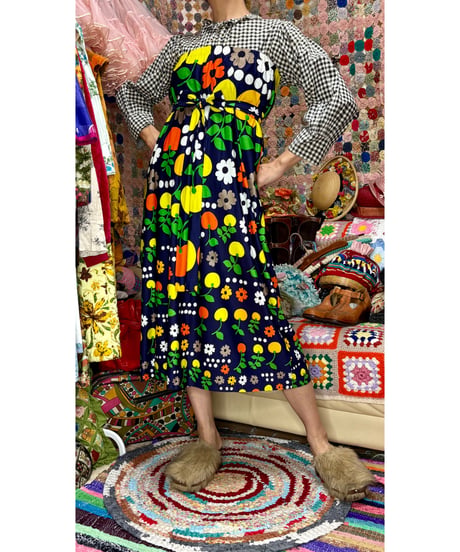 70s fruits & flower skirt