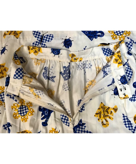 70s butterfly & flower print skirt