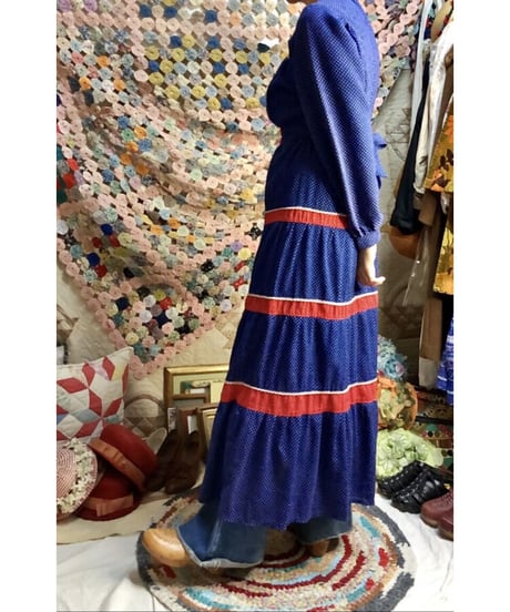70's polka dots tiered dress