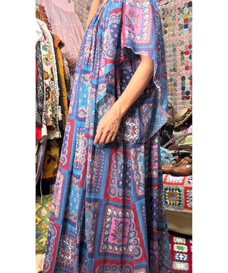 70s scarf print dress