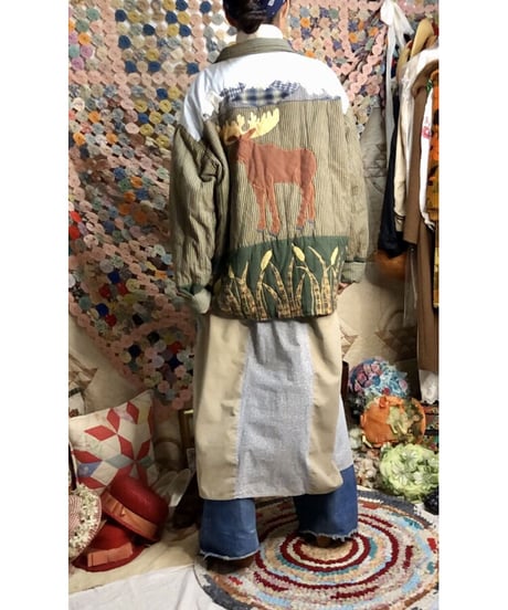 patchwork animal motif quilting jacket