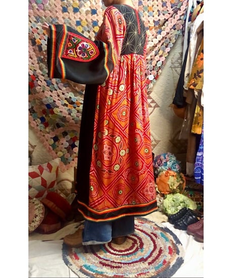 70's mirror work embroidered dress