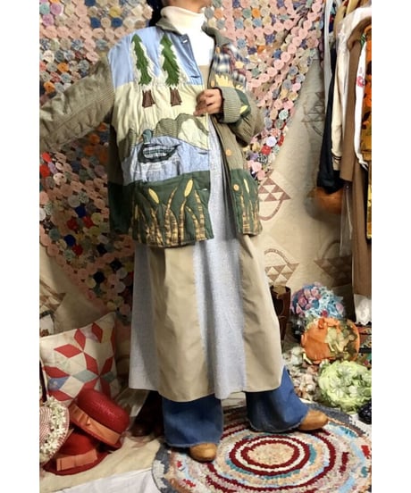 patchwork animal motif quilting jacket