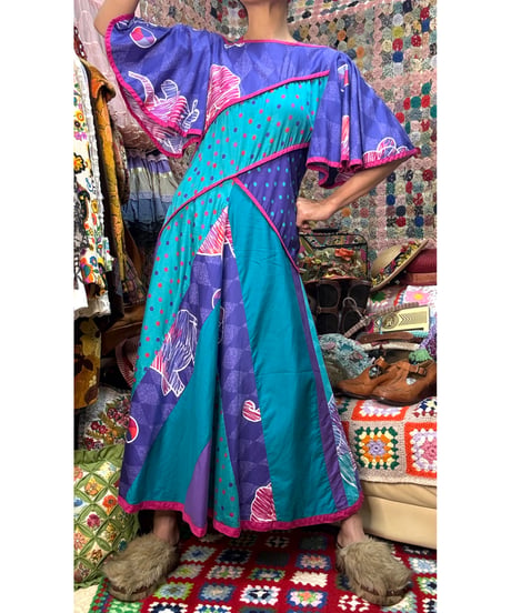 80s flare sleeve Jeanne marc dress