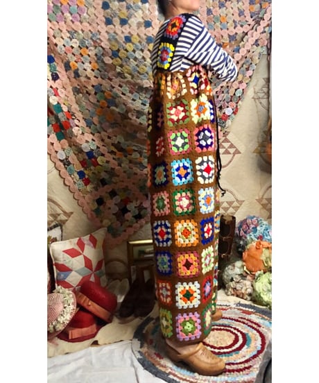 granny square one-piece brown