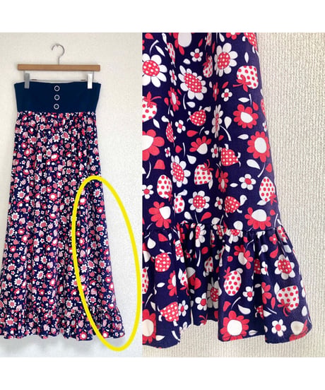 1960-70's pop flower print maxi skirt