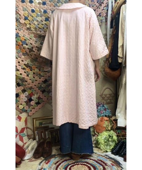 1960's quilting stripe & flower robe