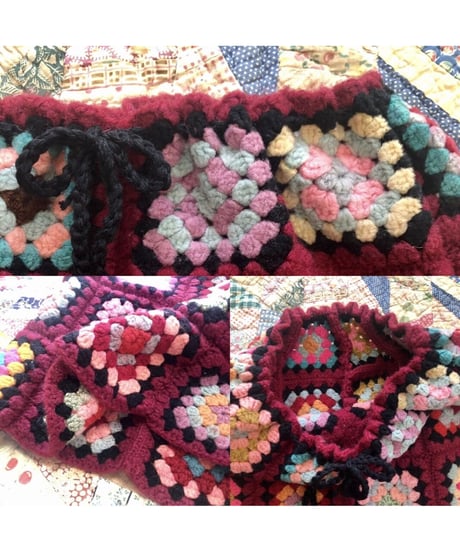 granny square skirt burgundy