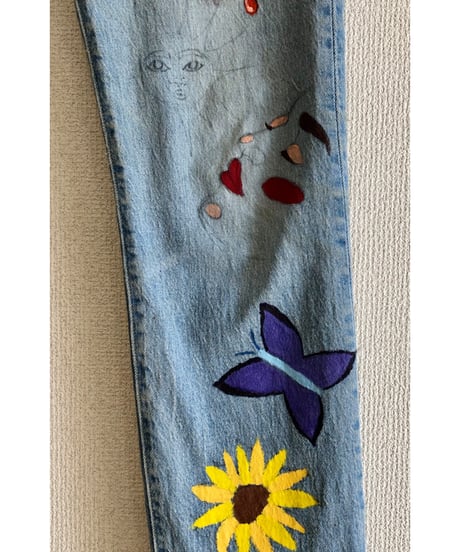 hand painted denim pants