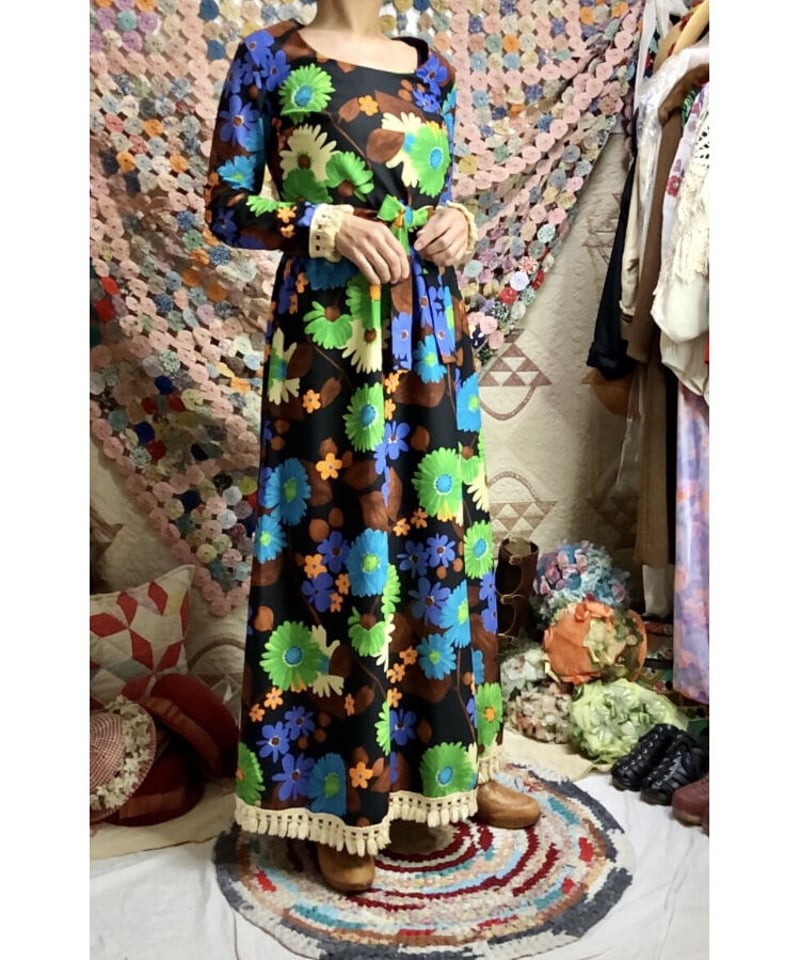 70s flower fringe dress | Quilt