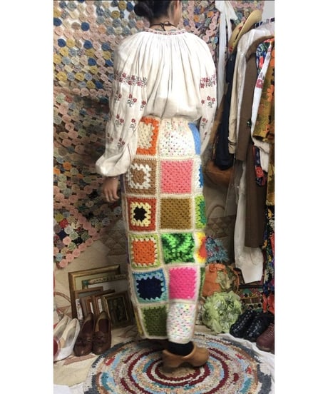granny square skirt white