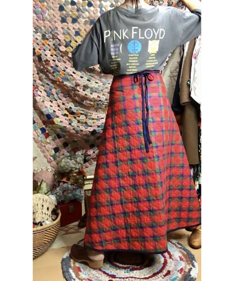 60s quilting plaid wrap skirt