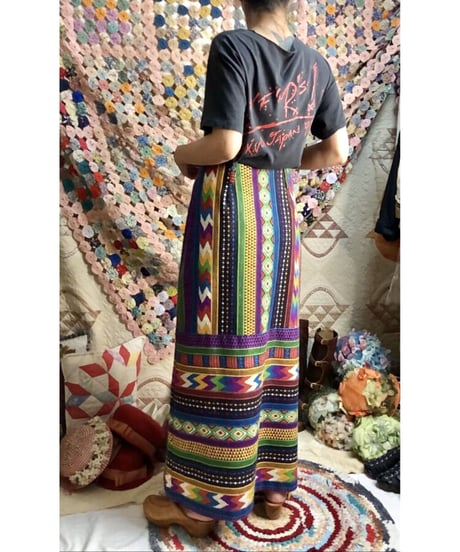 native pattern print maxi skirt