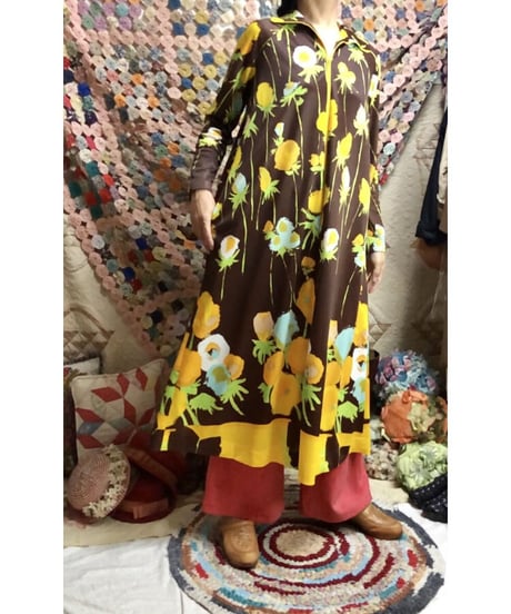 70's flower easy dress