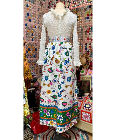 70s flower empire dress