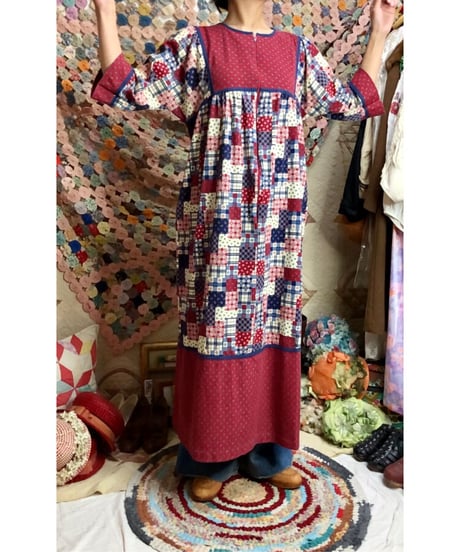 patchwork print dress