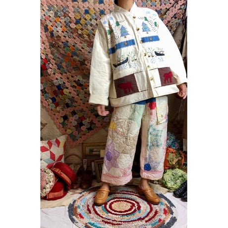 forest motif quilting jacket