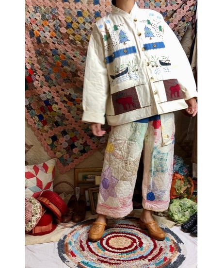 forest motif quilting jacket