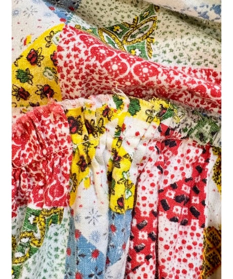 60-70s patchwork print dress