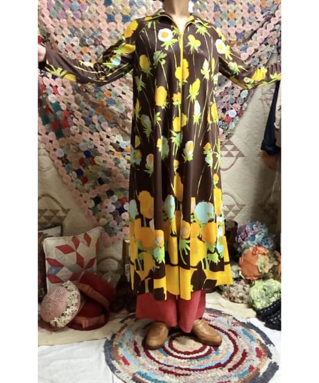 70's flower easy dress