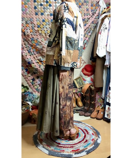 tree motif patchwork jacket