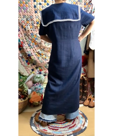 sailor collar linen dress
