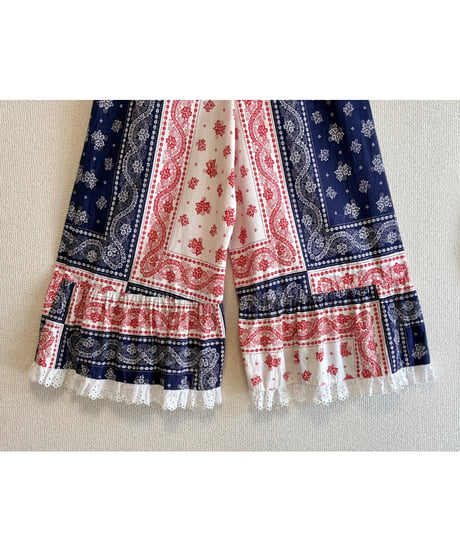 70s bandanna print wide leg pants
